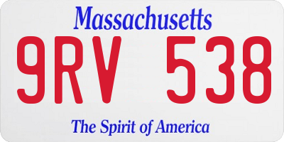 MA license plate 9RV538