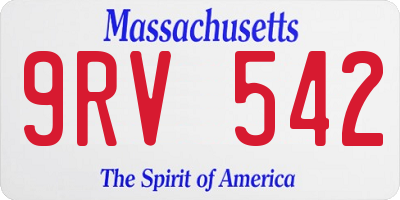 MA license plate 9RV542