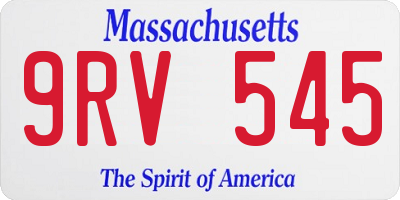MA license plate 9RV545