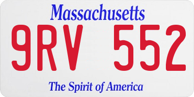 MA license plate 9RV552