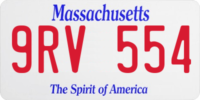 MA license plate 9RV554