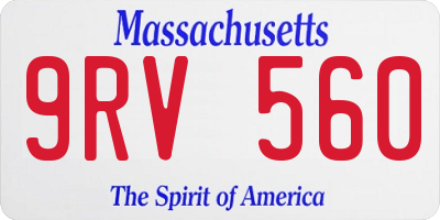 MA license plate 9RV560