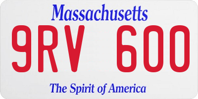MA license plate 9RV600