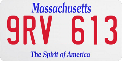 MA license plate 9RV613