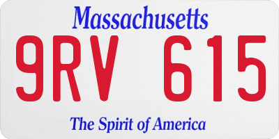 MA license plate 9RV615