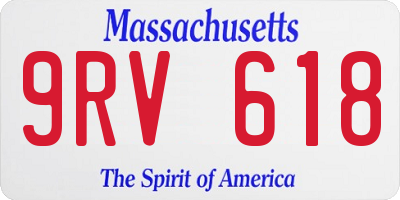 MA license plate 9RV618