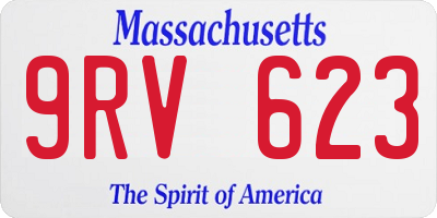 MA license plate 9RV623