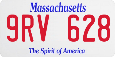 MA license plate 9RV628