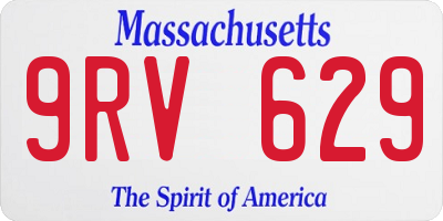 MA license plate 9RV629