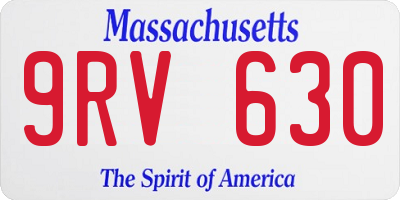 MA license plate 9RV630