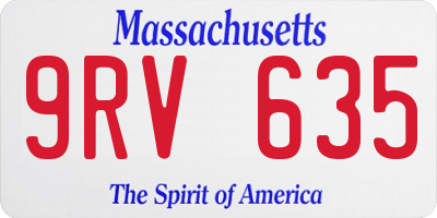 MA license plate 9RV635