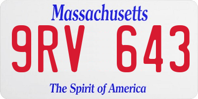 MA license plate 9RV643