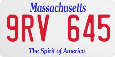 MA license plate 9RV645