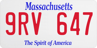 MA license plate 9RV647