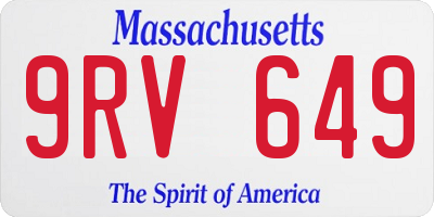 MA license plate 9RV649