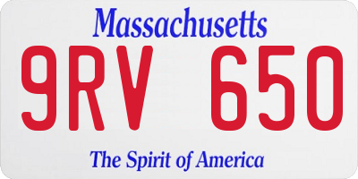 MA license plate 9RV650