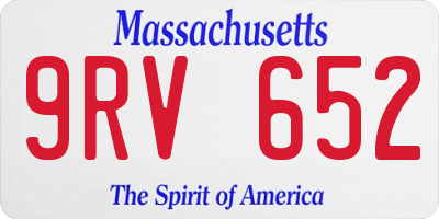 MA license plate 9RV652