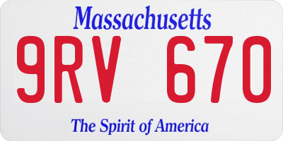 MA license plate 9RV670