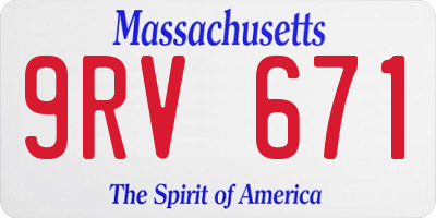 MA license plate 9RV671