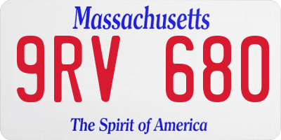 MA license plate 9RV680