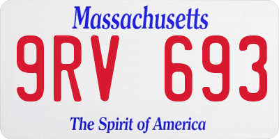 MA license plate 9RV693