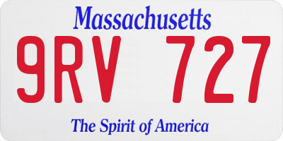 MA license plate 9RV727