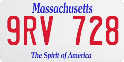 MA license plate 9RV728