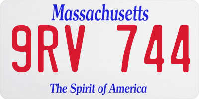 MA license plate 9RV744