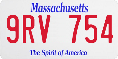 MA license plate 9RV754