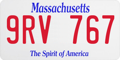 MA license plate 9RV767