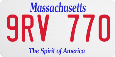 MA license plate 9RV770