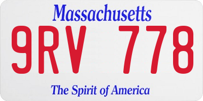 MA license plate 9RV778