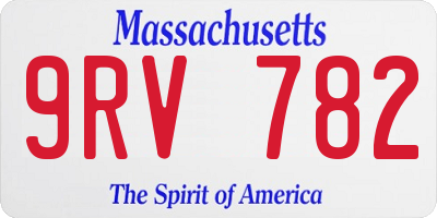 MA license plate 9RV782