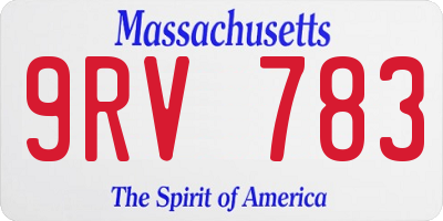 MA license plate 9RV783
