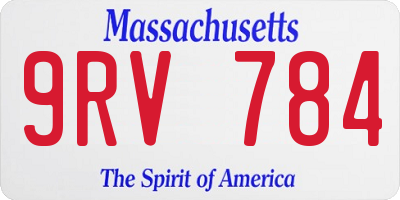 MA license plate 9RV784