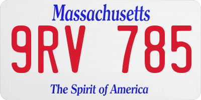 MA license plate 9RV785