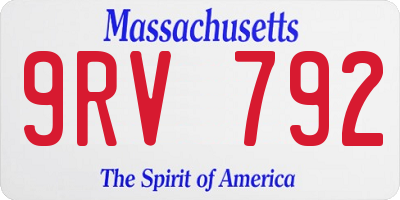 MA license plate 9RV792