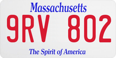 MA license plate 9RV802