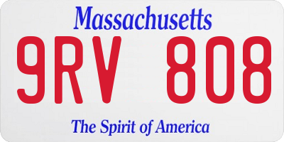 MA license plate 9RV808