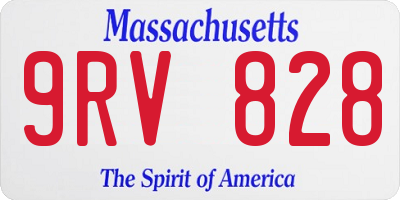 MA license plate 9RV828