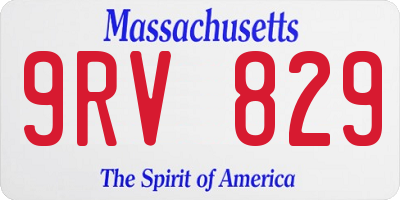 MA license plate 9RV829