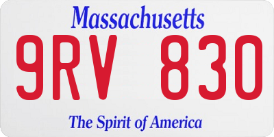 MA license plate 9RV830