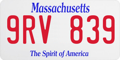MA license plate 9RV839