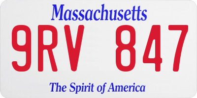 MA license plate 9RV847