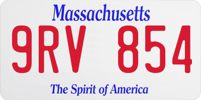MA license plate 9RV854
