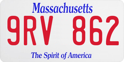 MA license plate 9RV862