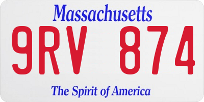 MA license plate 9RV874