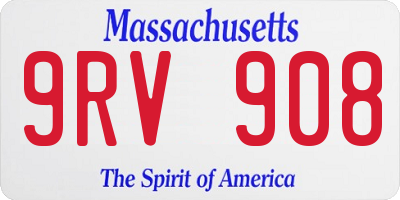 MA license plate 9RV908