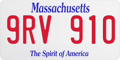 MA license plate 9RV910