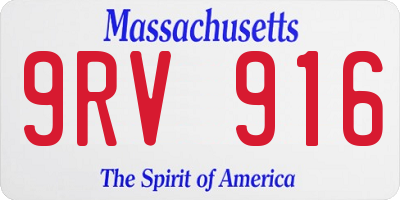 MA license plate 9RV916